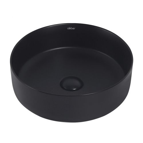 Раковина из сантехнического фаянса Abber BEQUEM AC2108MB 40х40 накладная цвет черный без отверстий под смеситель