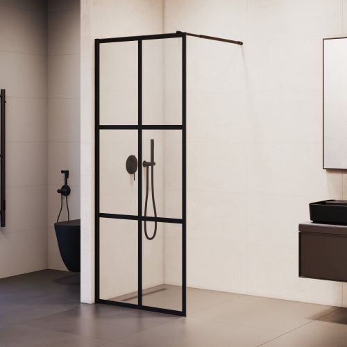 Душевая перегородка RGW Walk In 411011109-84 90х195 стекло с рисунком профиль черный