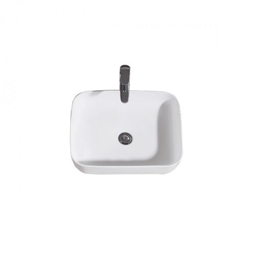 Раковина из сантехнического фарфора Bravat C22250W-ENG 50х40 накладная цвет белый без отверстий под смеситель