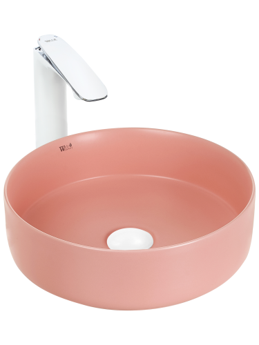 Раковина из сантехнического фаянса WeltWasser WW SK 10000004515 40 см накладная цвет розовый без отверстий под смеситель