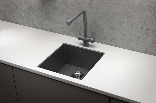 Кухонная мойка Granula 4445U, ГРАФИТ МАТОВЫЙ 45х45 цвет черный поверхность матовая