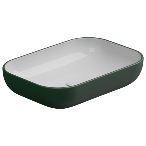 Раковина керамическая GSG Ceramic Design Easy EALAVRE60BI000/036 60х40 накладная цвет белый/зеленый без отверстий под смеситель