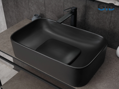 Раковина керамическая Gid Geométrico 53365 60х40 накладная цвет черный без отверстий под смеситель