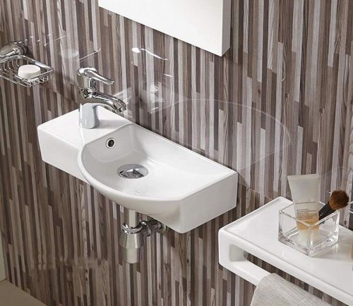 Раковина из сантехнического фаянса CeramaLux 7947BR 50х20 подвесная цвет белый 1 отверстие под смеситель