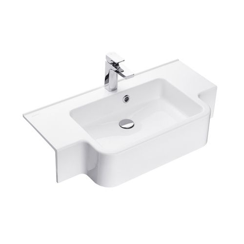 Раковина из искусственного камня Aquaton Отель 1A710231PI010 80х40 подвесная цвет белый 1 отверстие под смеситель