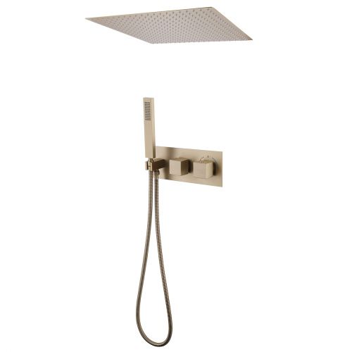 Душевая система Abber AF8255G встраиваемая в стену цвет золото с термостатом
