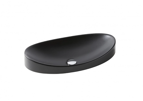 Раковина керамическая Gid Integrado 72201 60х40 встраиваемая цвет черный без отверстий под смеситель