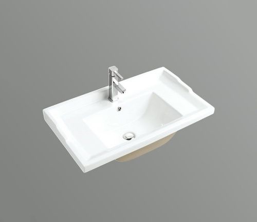 Раковина из сантехнического фаянса CeramaLux 840-80 80х50 встраиваемая цвет белый 1 отверстие под смеситель