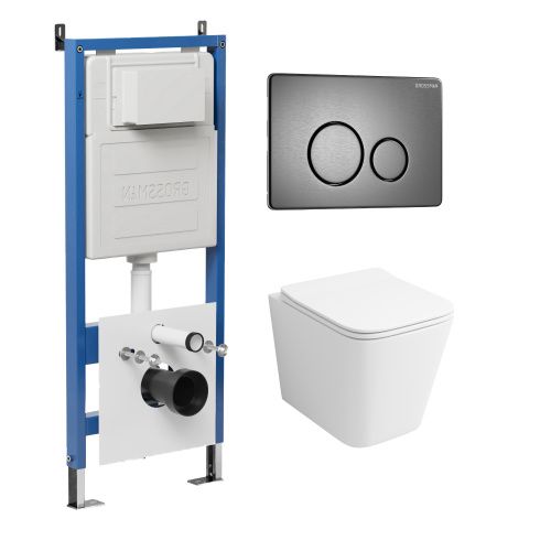Инсталляция + кнопка смыва + унитаз Grossman Style 97.4441S.05.42M