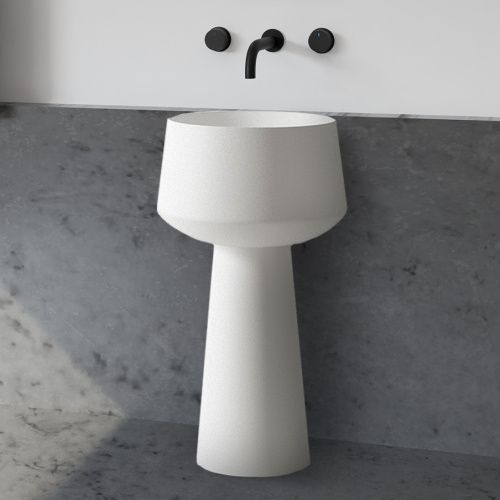 Раковина из искусственного камня Abber STEIN AS2508 50х50 напольная цвет белый без отверстий под смеситель