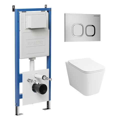 Инсталляция + кнопка смыва + унитаз Grossman Cosmo 97.4441S.02.110