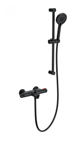 Душевой гарнитур Wonzon & Woghand  WW-C2001-A-MB настенный черный с термостатом