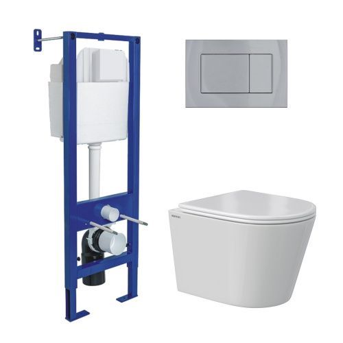 Комплект унитаз с инталляцией и клавишей смыва Berges АТОМ 043384