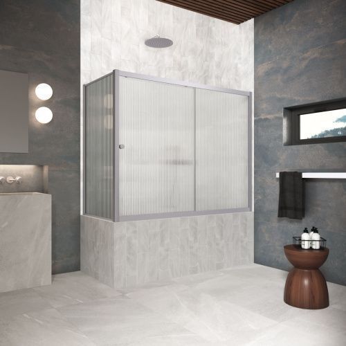 Душевая шторка на ванну Vegas-Glass ZV+ZVF Protec ZV+ZVF Protec 180*90 07 Moru 180х140 стекло рифленое профиль хром ориентация универсальная