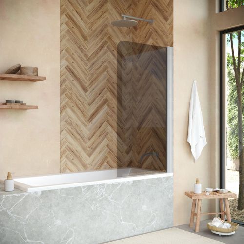 Душевая шторка на ванну Vegas-Glass EV+EV NOVO EV NOVO 76 07 07 75х140 стекло тонированное профиль хром ориентация универсальная