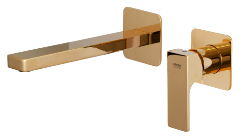Смеситель для раковины Remer Absolute AU15PLDO встраиваемый в стену золото