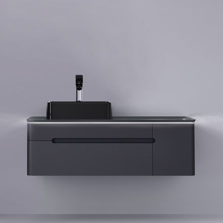 Тумба под раковину Jorno SHINE Shi.01.120/P/A 120х50 подвесная цвет черный - фото 2