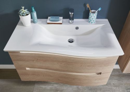 Раковина из искусственного камня Puris Purefaction WMC129LB1 90х50 накладная цвет белый 1 отверстие под смеситель