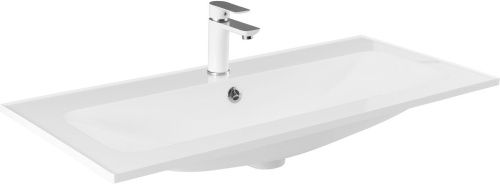 Раковина из искусственного камня Aquanet Арт 00318926 100х40 полувстраиваемая цвет белый 1 отверстие под смеситель