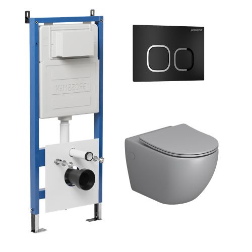 Инсталляция + кнопка смыва + унитаз Grossman Cosmo 97.4411S.02.210