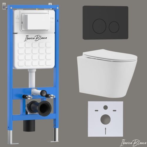 Комплект унитаз с инталляцией и клавишей смыва Iberica Blanca BURGOS ALTO IB001.BRA.234.812