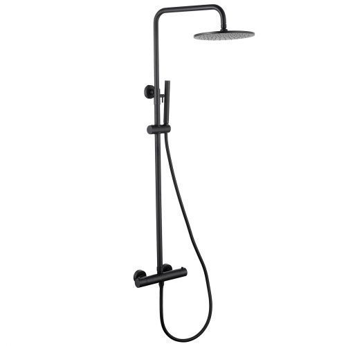Душевая стойка Abber AF8160B настенная цвет черный с термостатом