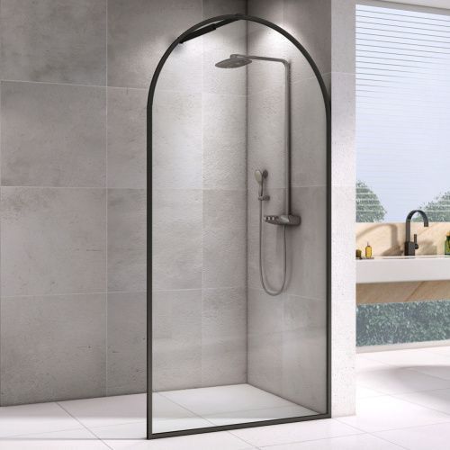 Душевая перегородка Abber Immer Offen AG64120B 120х200 стекло прозрачное профиль черный
