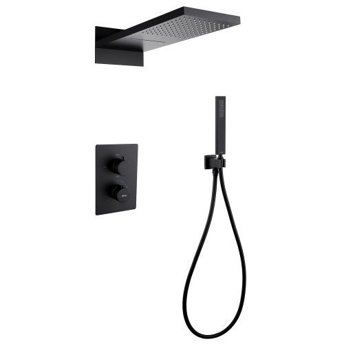 Душевая система Abber AF8052B встраиваемая в стену цвет черный с термостатом