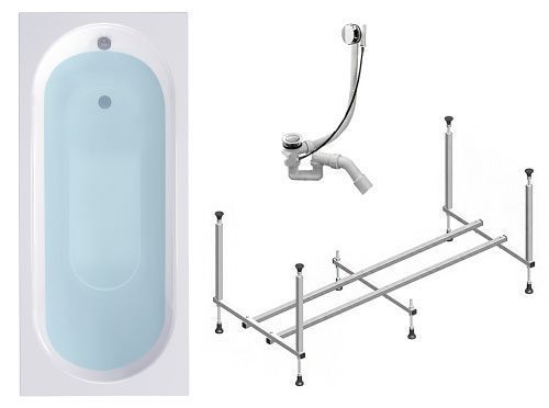 Ванна акриловая Timo ROHA ROHA1370-KT13-SPV1505 130х70 пристенная прямоугольная с каркасом