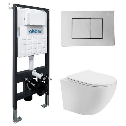 Комплект сантехническая инсталляция с клавишей смыва Abber Bequem AC1100T-AC0105-AC0120