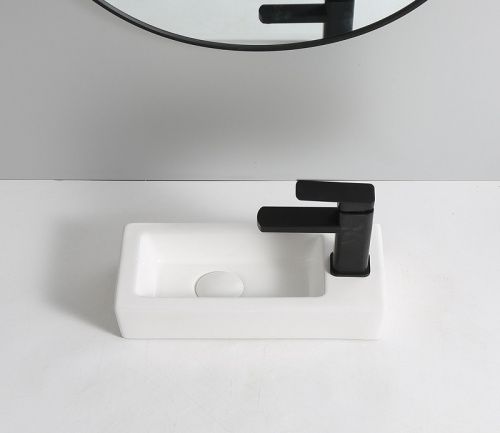 Раковина из сантехнического фаянса CeramaLux 9272L 40х20 накладная цвет белый 1 отверстие под смеситель