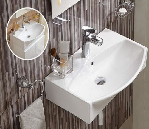 Раковина из сантехнического фаянса CeramaLux 78014D 60х40 подвесная цвет белый 1 отверстие под смеситель