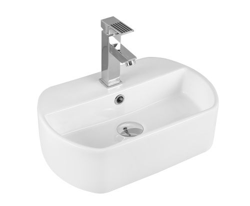 Раковина из сантехнического фарфора Milleau GLACE MU7023-GW 50х30 накладная цвет белый 1 отверстие под смеситель