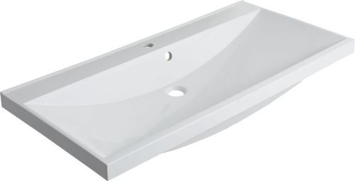 Раковина из искусственного камня Aquanet Нота 00284116 100х50 полувстраиваемая цвет белый 1 отверстие под смеситель