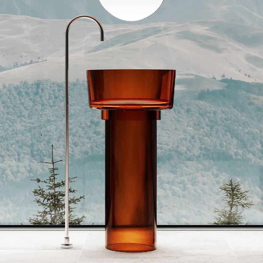 Раковина из полиэфирной смолы Abber KRISTALL AT2702Opal-H 50х50 напольная цвет коричневый без отверстий под смеситель