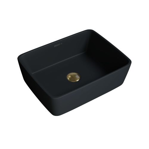 Раковина из сантехнического фаянса Grossman Color GR-3016BM 50х40 накладная цвет черный без отверстий под смеситель