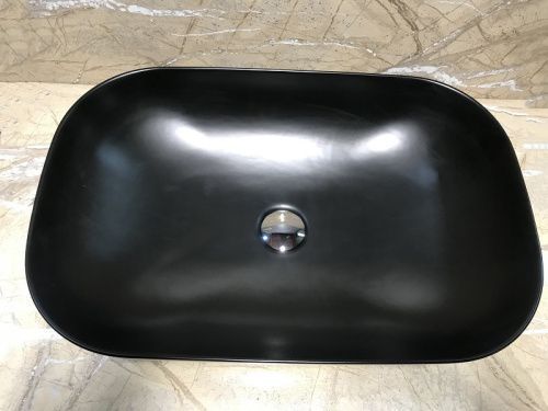 Раковина из сантехнического фаянса CeramaLux 78106MB 60х40 накладная цвет черный без отверстий под смеситель
