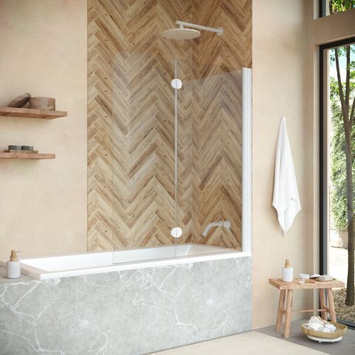 Душевая шторка на ванну Vegas-Glass E2V+E2V NOVO E2V NOVO 120 01 01 R 120х140 стекло прозрачное профиль белый ориентация правая