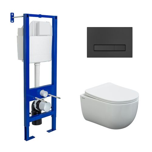 Комплект унитаз с инталляцией и клавишей смыва Berges АТОМ Line 043306