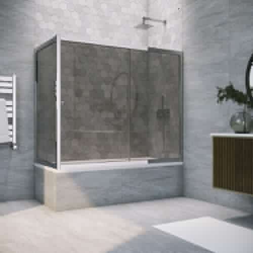 Душевая шторка на ванну Vegas-Glass ZV+ZVF TUR+NOVO ZV+ZVF TUR NOVO 190*90 08 07 190х140 стекло тонированное профиль хром ориентация универсальная