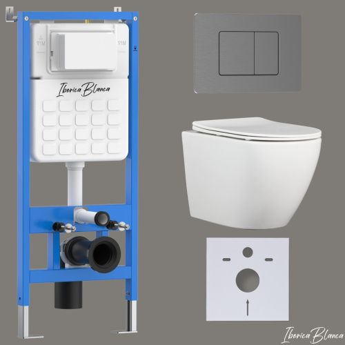 Комплект унитаз с инталляцией и клавишей смыва Iberica Blanca BILBAO ALTO IB001.BLA.231.1180