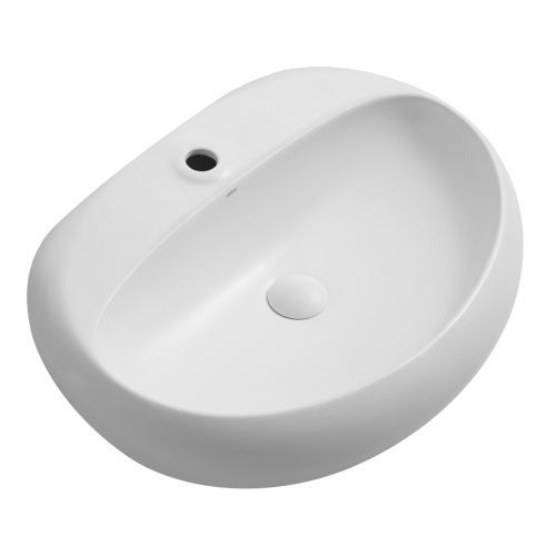 Раковина из сантехнического фаянса Abber BEQUEM AC2112MW 60х40 накладная цвет белый 1 отверстие под смеситель