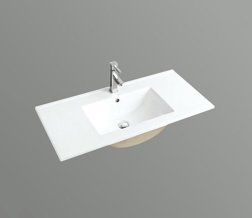 Раковина из сантехнического фаянса CeramaLux 9010E 100х50 встраиваемая цвет белый 1 отверстие под смеситель