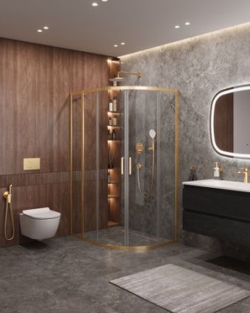 Душевой уголок Cezares MOLVENO MOLVENO-RH-2-120/90-C-BORO-IV 120х90 стекло прозрачное профиль золото без поддона