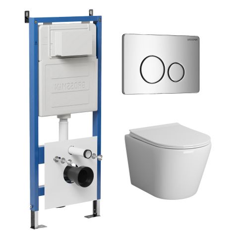 Инсталляция + кнопка смыва + унитаз Grossman Style 97.4478BMS.05.10M