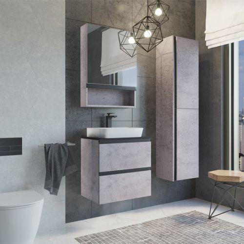 Тумба с раковиной Comforty Эдинбург 00-00005700CF 60х40 подвесная цвет серый