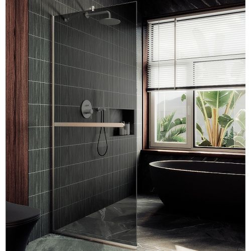 Душевая перегородка Maybah Glass MGD-711-5у 110х195 стекло тонированное профиль хром