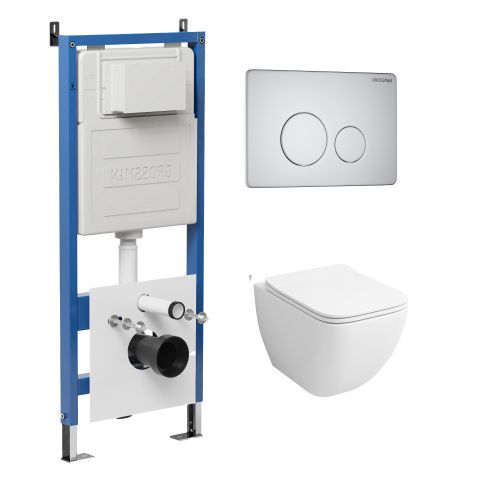 Инсталляция + кнопка смыва + унитаз Grossman Style 97.4447S.05.01M