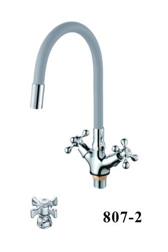 Смеситель для кухни D-Lin D153807-2 на мойку хром/серый