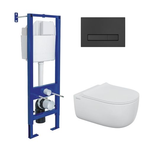 Комплект унитаз с инталляцией и клавишей смыва Berges АТОМ Line 043357